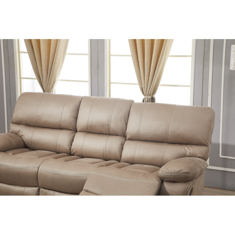 87" Pillow Top Arm Reclining Sofa, Taupe Microfiber