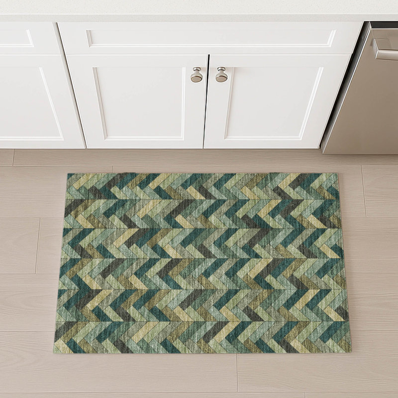 Machine Washable Indoor/Outdoor Matteson ACN2296 Geometric Rug, Rectangle 1'8" x 2'6"
