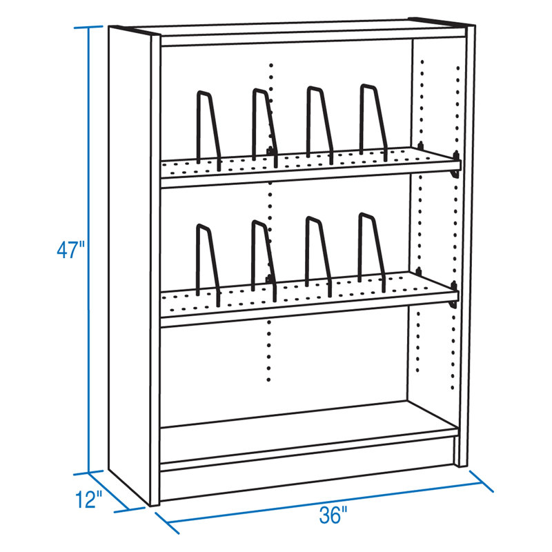 Bibliothèque standard H 47 "x l 35" Library, Noyer, H 47 po x l 35 po x P 12 po