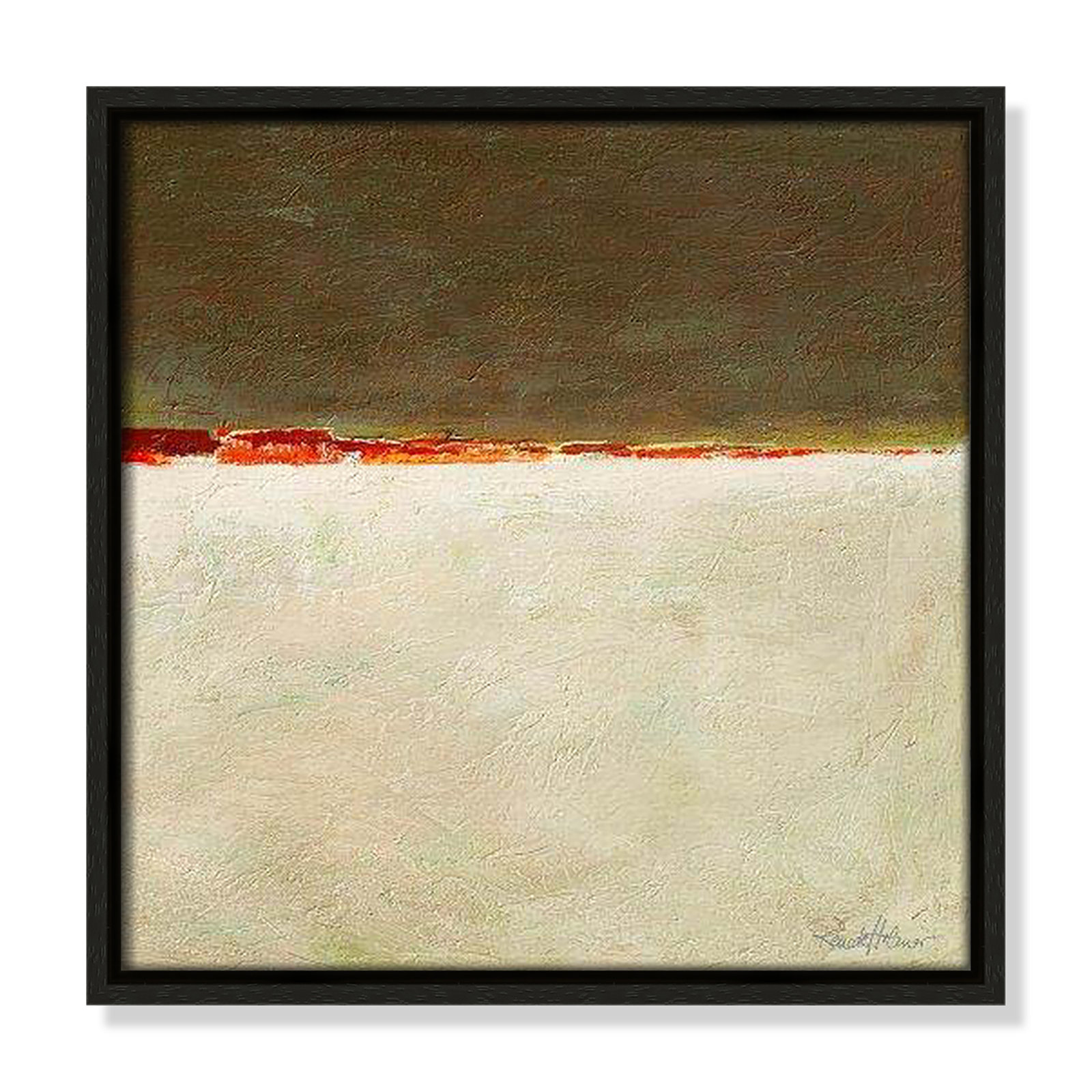 Orange Horizon I by Renate Holzner, Espresso Framed, 13.5'' H x 13.5'' W x 2'' D