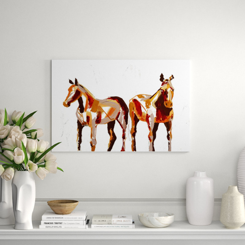 Painted Horses I Print by Milton Coppo, Image Brush Gel, 36" H x 54" W x 1.5" D