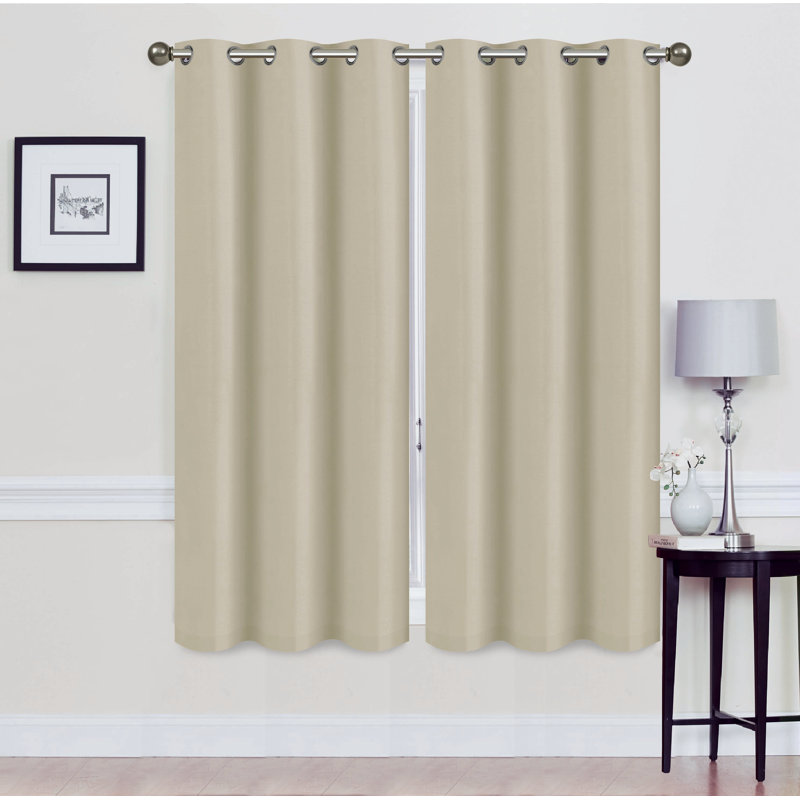 Solid Blackout Thermal Grommet Curtain Panel Set, Taupe, 38" W x 63" L