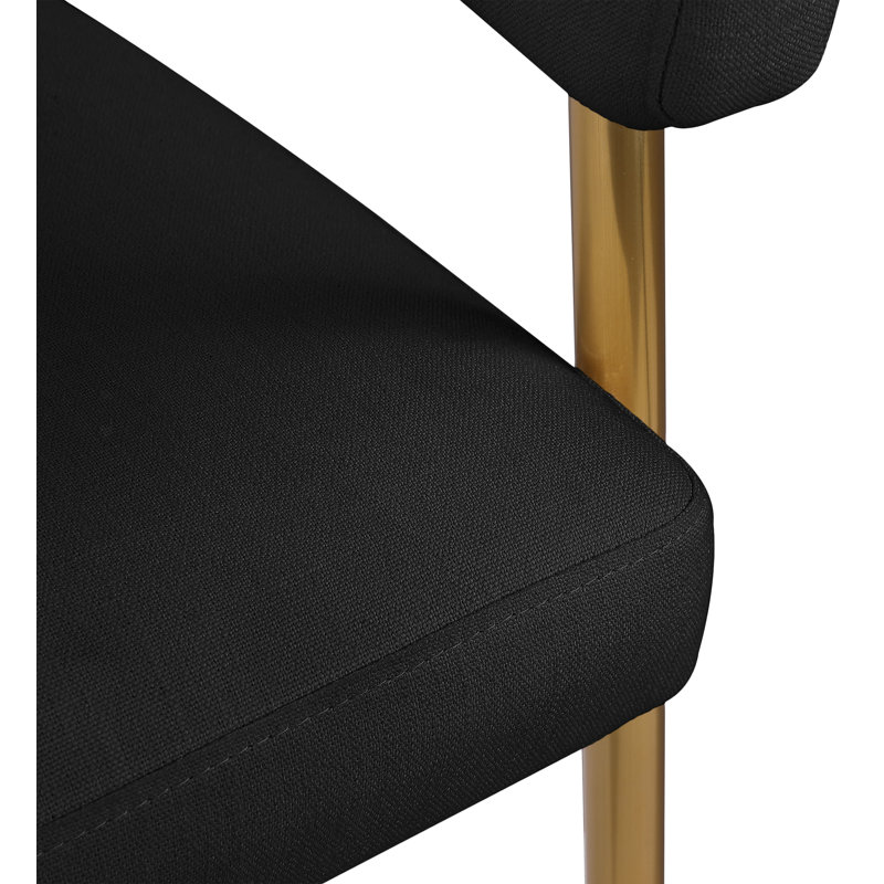 Kleanthi Linen Textured Fabric Dining Chair, Black Linen Textured Fabric