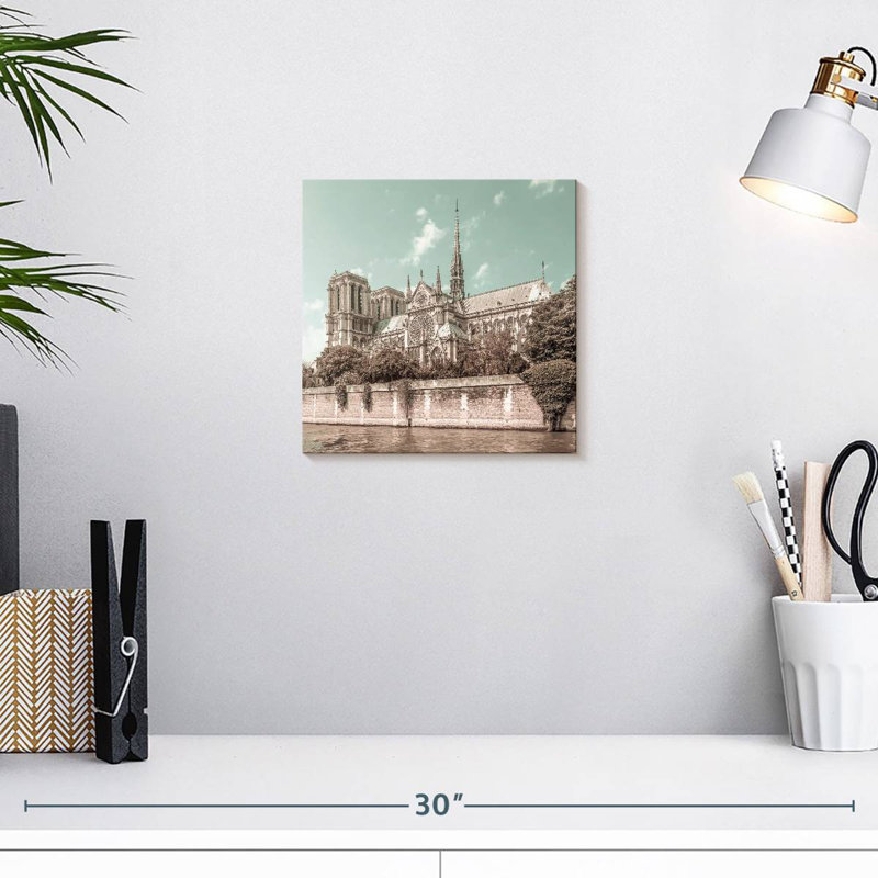 Scenic Notre Dame Cathedral, 10" H x 10" W
