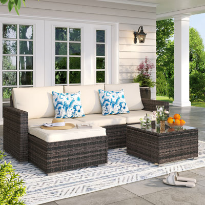 Wicker 3 - Person Modular Patio Conversation Sets With Cushions
