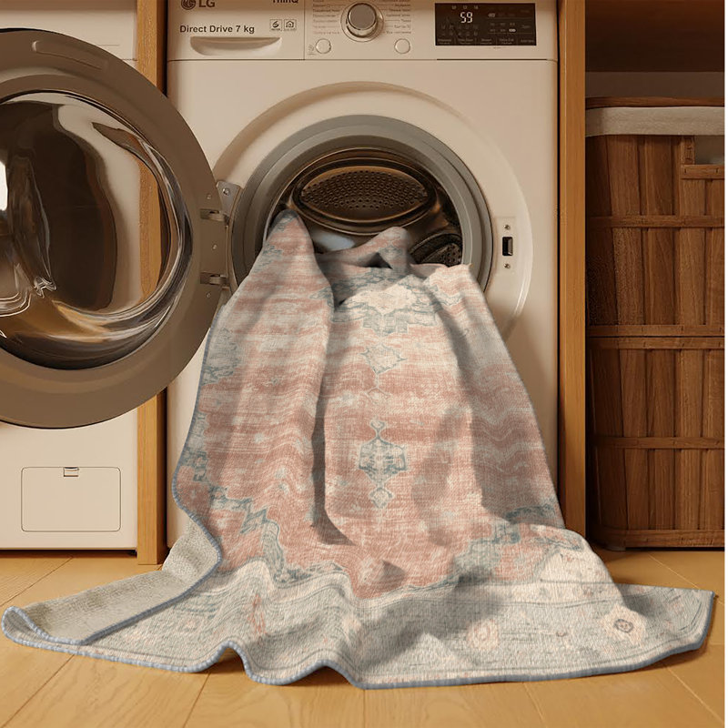 Machine Washable Overdyed Gray Area Rug, Rectangle 5' x 7'