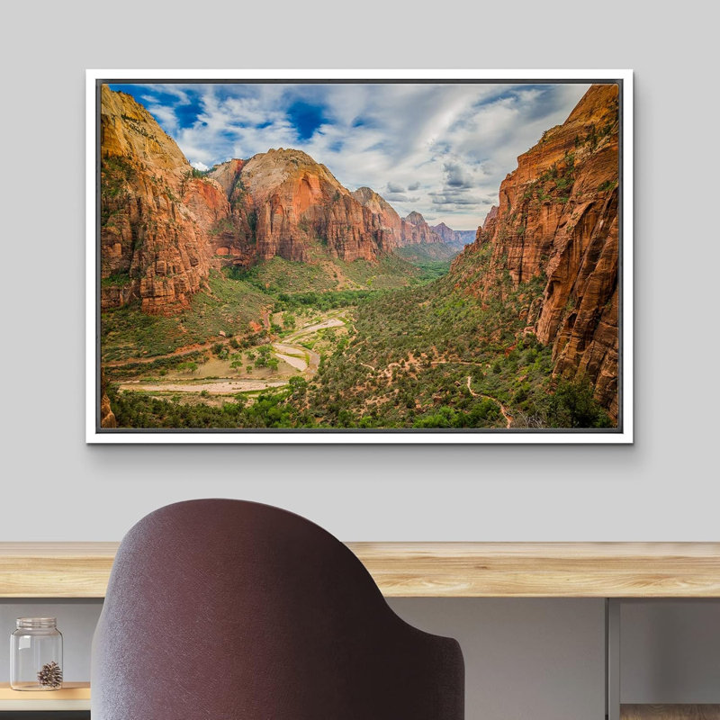 Automne, automne, vue aérienne, parc national de Zion, Utah, photographie de paysage naturel, Cadre flottant blanc
