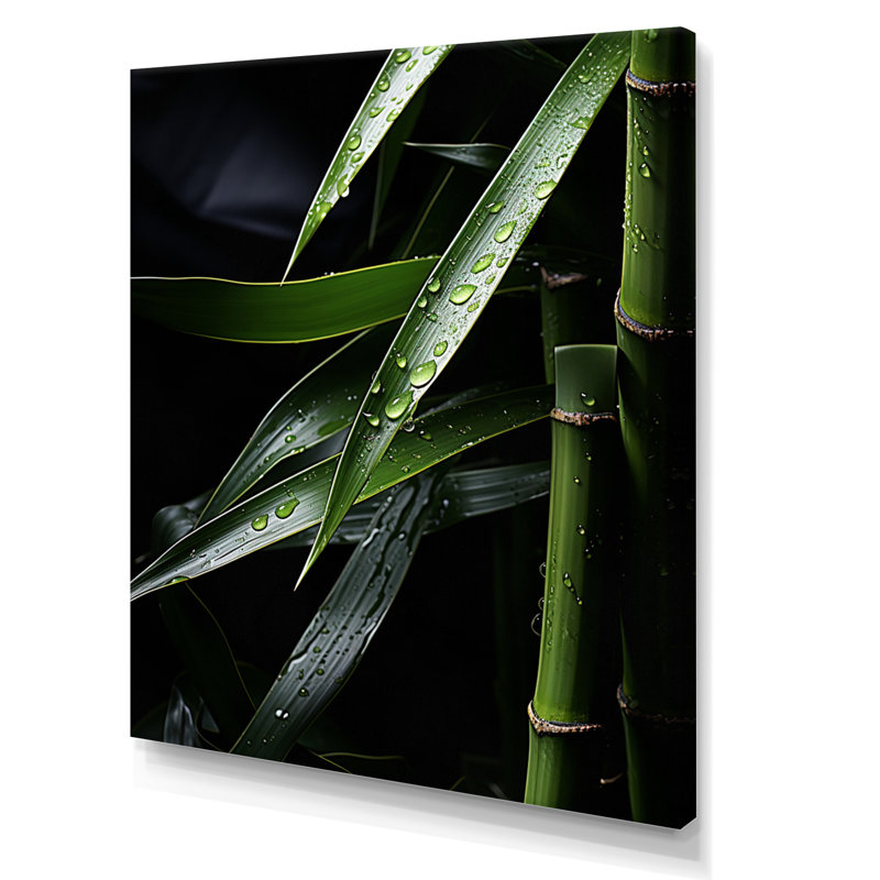 Ingileif vert bambou et noir sur toile, H 40 po x l 30 po x P 1,5 po, Toile tendue