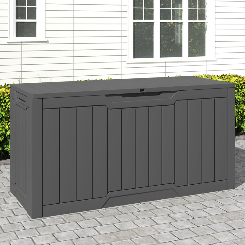 Edrosie Inc 80 Gallons Water Resistant Resin Lockable Deck Box(Gray), Gray