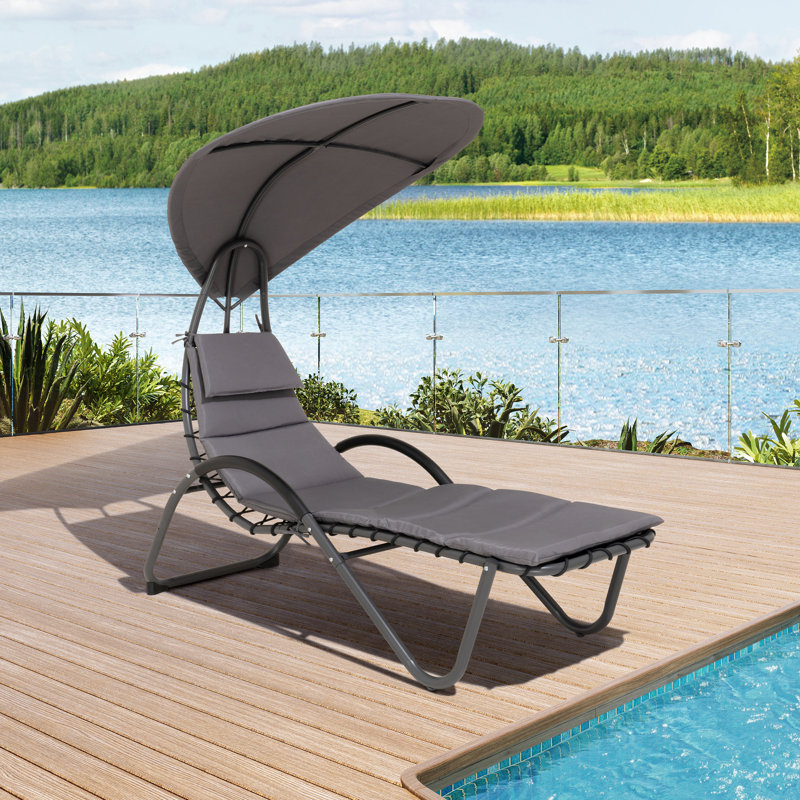 Outdoor Rust-Resistant Metal Chaise Lounge , Cushion Included