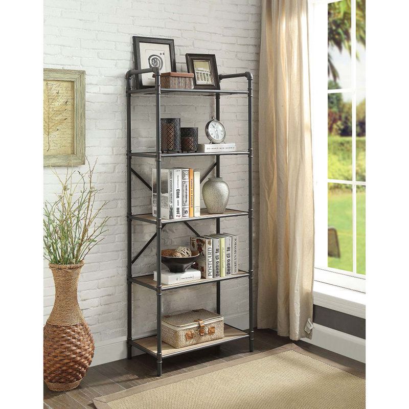 Bibliothèque Galien en chêne antique et gris sable, (5 tablettes) H 63 po x l 26 po x P 14 po