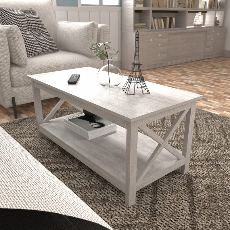 Nora Coffee Table with Storage, Light Gray