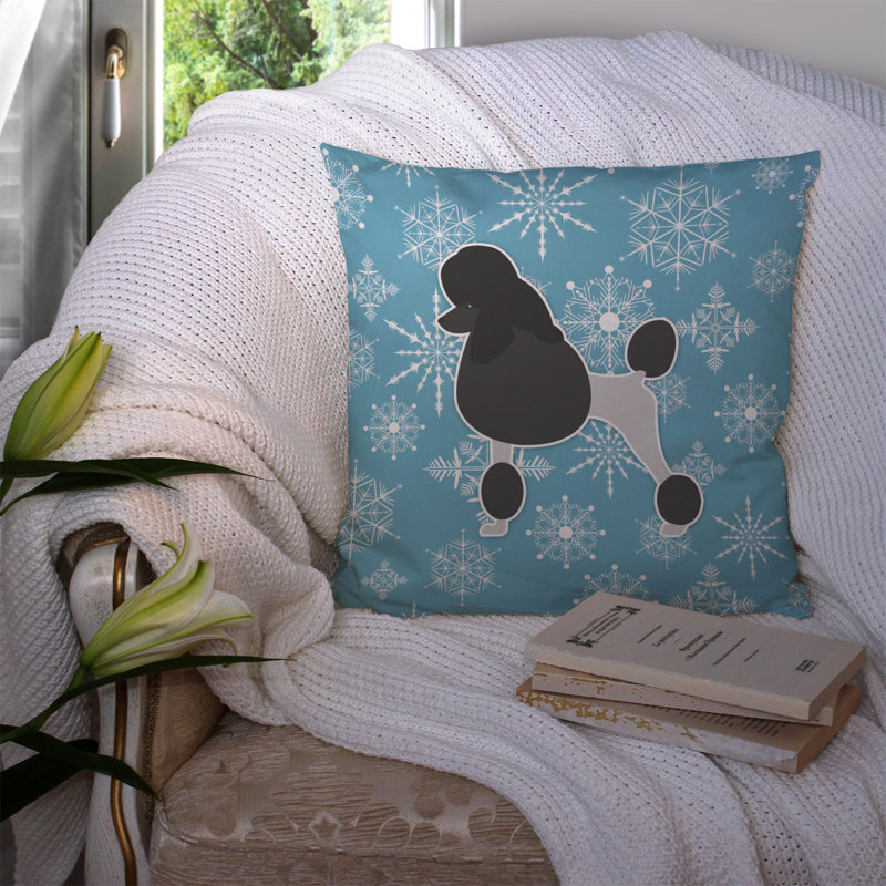 Coussin intérieur/extérieur en flocons d’hiver, H 14 po x l 14 po x P 3 po