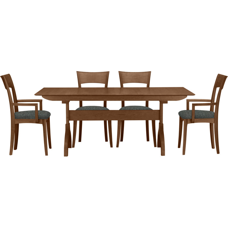 Sarah 5 - Piece Dining Set, Coffee Leather, Saddle Cherry