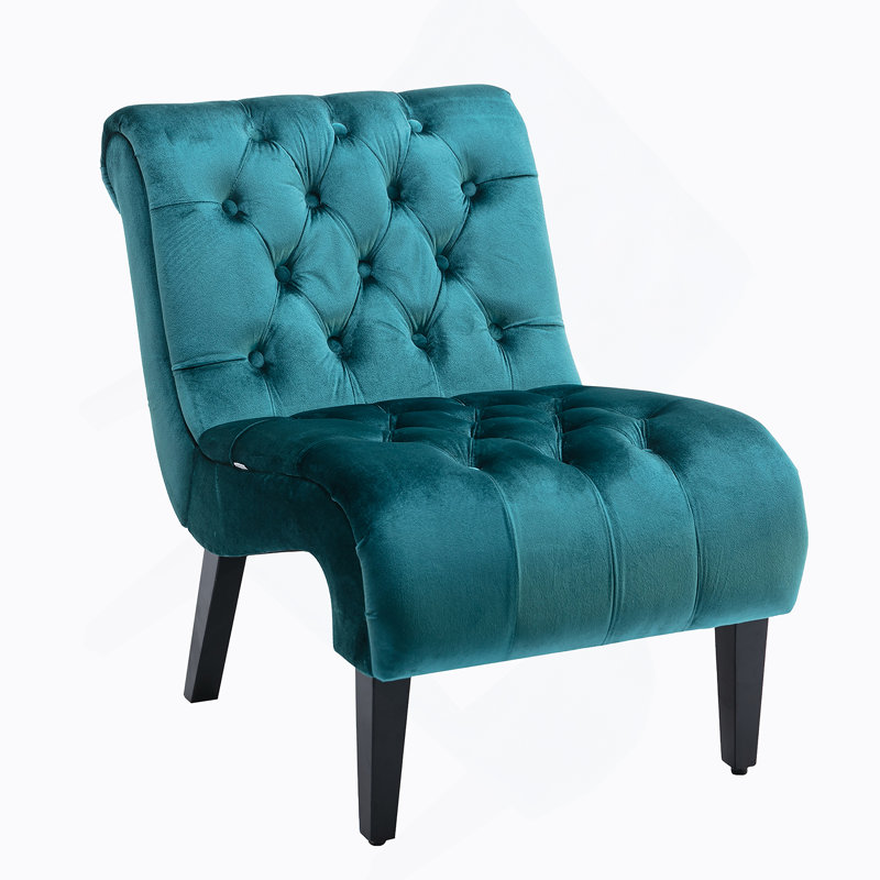 Comfortable Velvet Armless Accent Chair For Various Rooms, Enhancing Interior Style, Teal