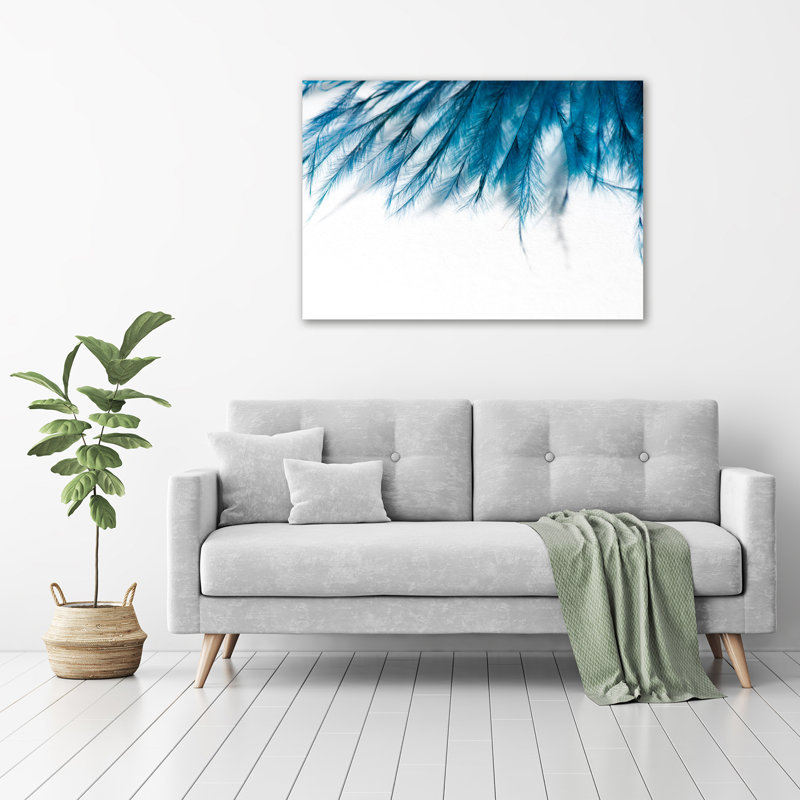 Blue Feathers - No Frame Print on Canvas