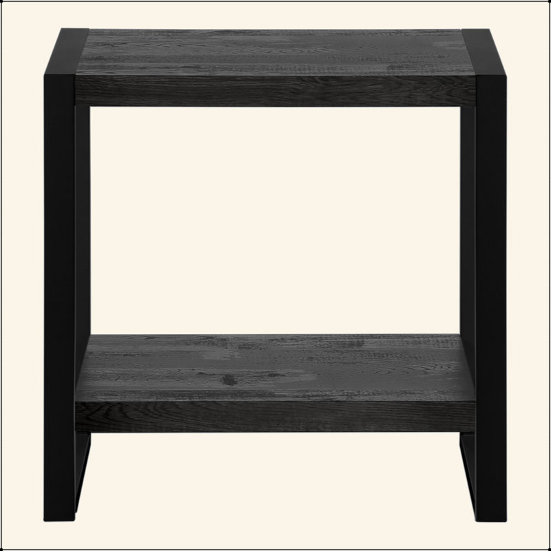 Table de chevet de style industriel pour la chambre à coucher et le salon, polyvalente et fonctionnelle., Noir