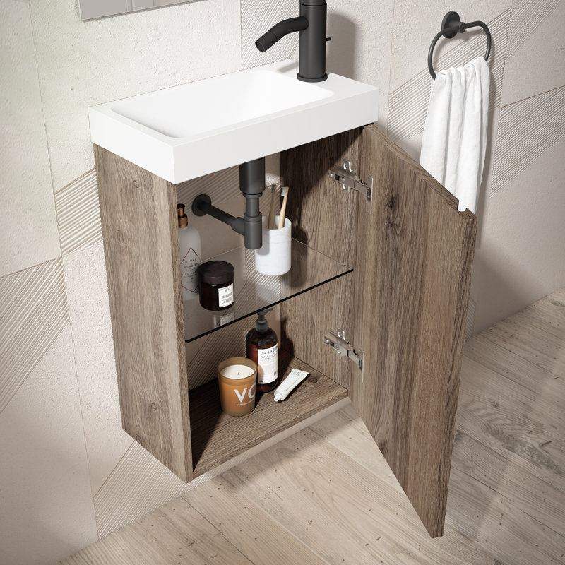 Ensemble de meuble-lavabo simple mural 16 "avec miroir Broly, Niagara