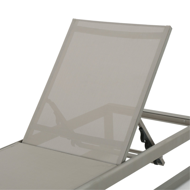 Ensemble de 2 chaises longues d'extérieur avec structure réglable en aluminium et sièges en filet PVC-coated polyester, Gris
