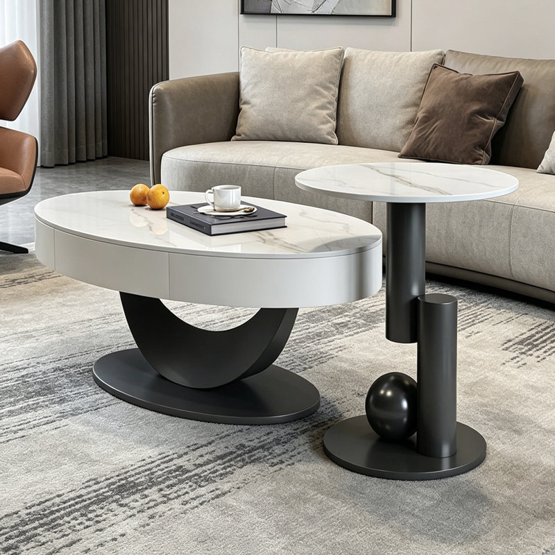 Minimalist Small Apartment Home Oval Coffee Table