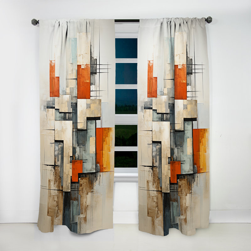 Verini Constructivism Construit Horizons VI - Rideau Constructivism - Velours obscurcissant - 1 panneau, L 52 po x L 63 po