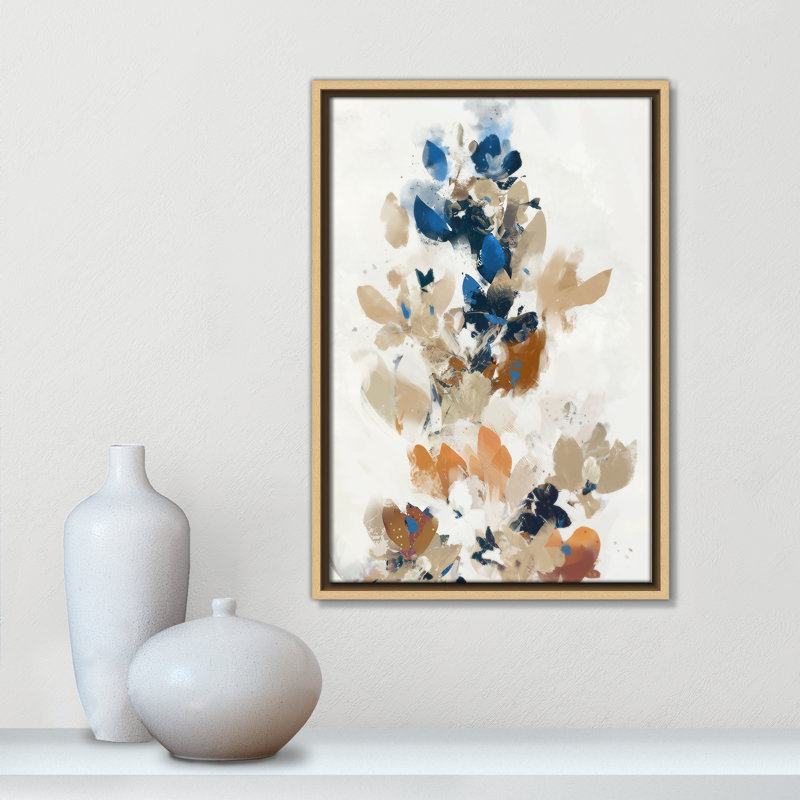 Vague de fleurs bleues II par Ken Roko, 13.5'' W x 19.5'' H, Toile avec cadre, Flotteur naturel