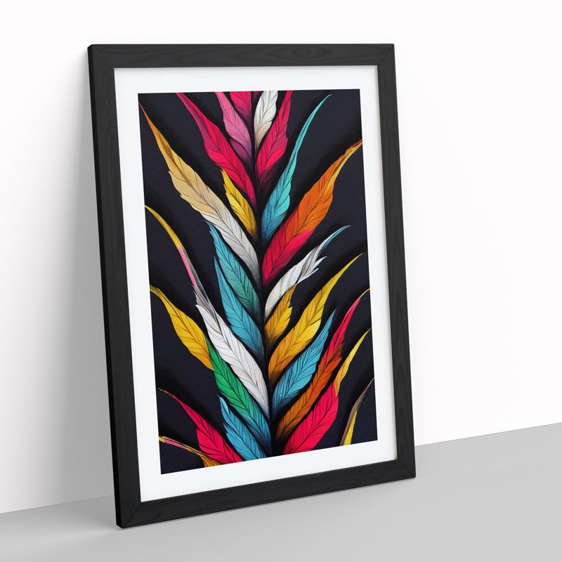 XV1022-3828X Rising Feathers - Single Picture Frame Print, Black, 64cm H x 46cm W x 2cm D