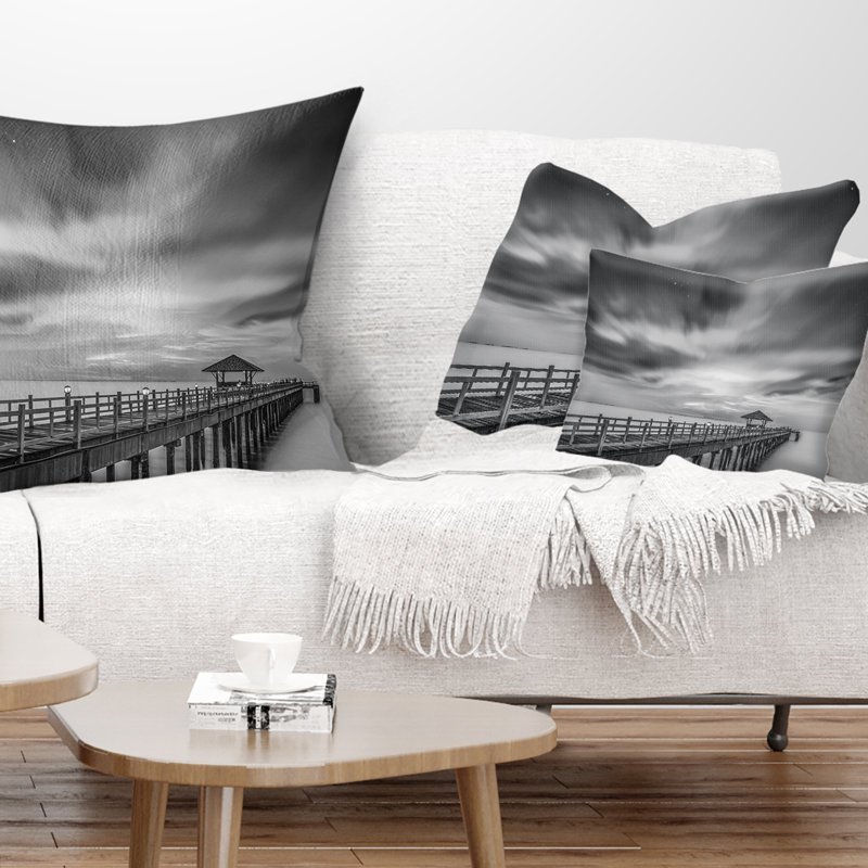 Coussin en bois et pont en bois Pier Seascape, 12 po x 20 po, Rectangulaire