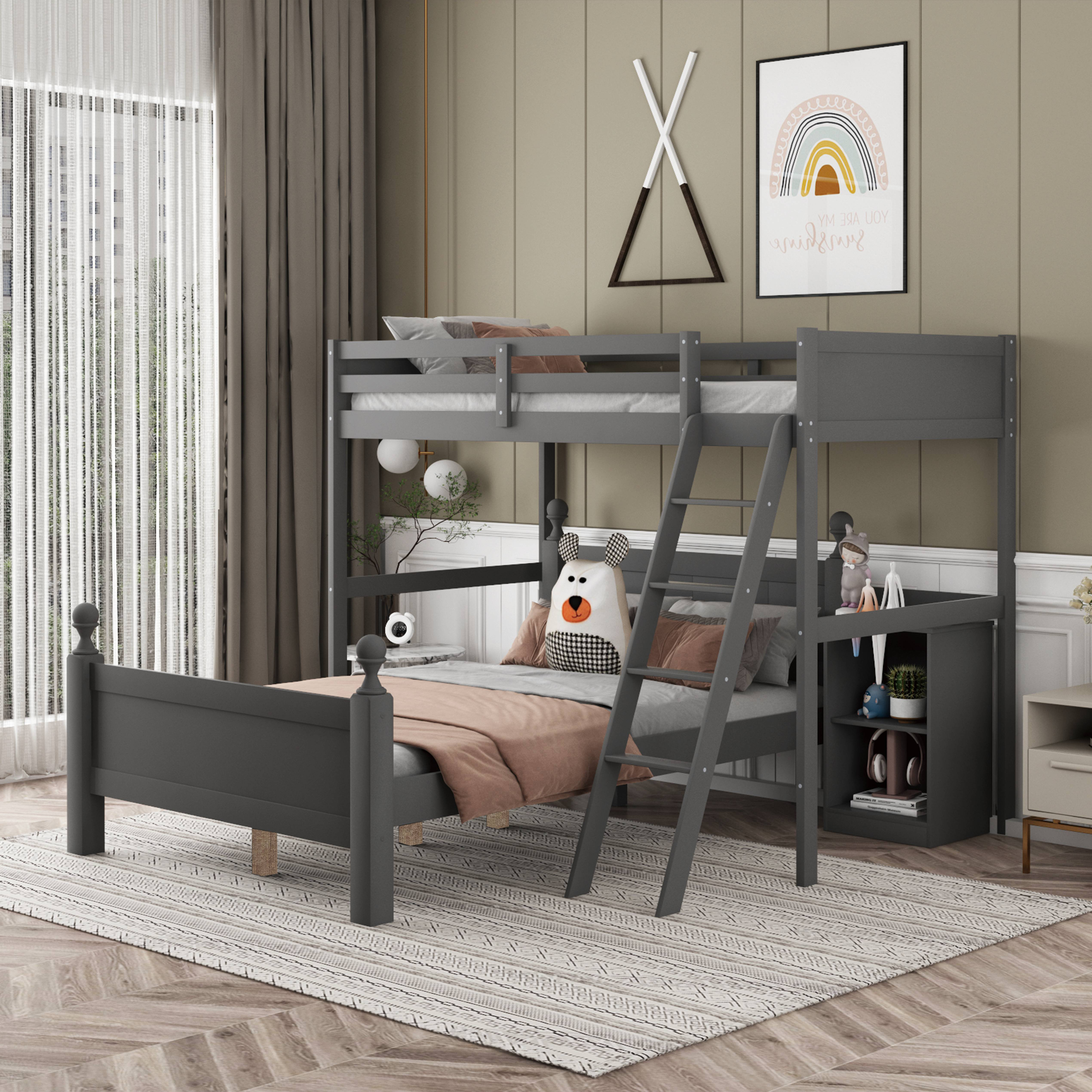 Harriet Bee Geana Twin over Full 2 Drawer Solid Wood Standard Bunk Bed ...