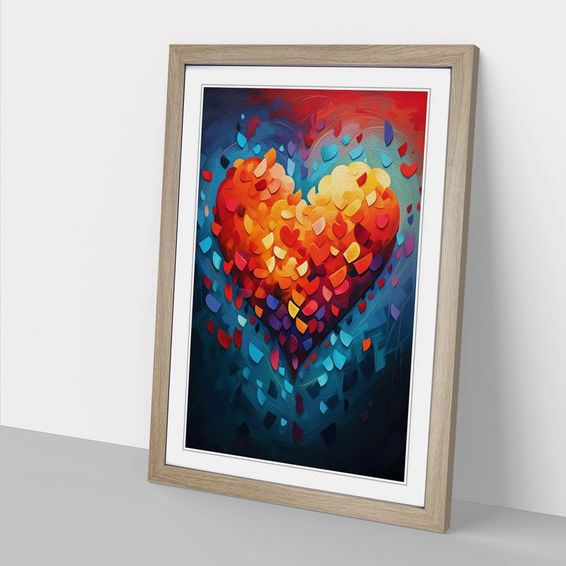 Love Heart Orphism Art - Framed Print, Oak Framed, 46cm H x 34cm W x 2cm D