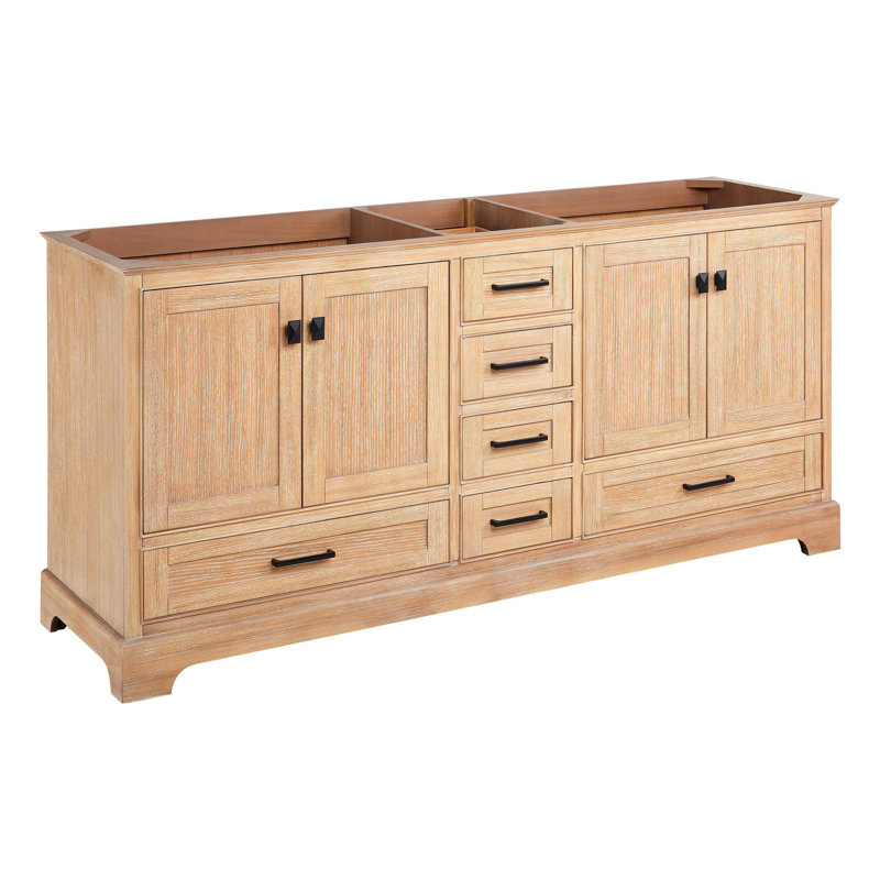 Quen 72" Freestanding Double Basin Vanity Cabinet - Cabinet Only - Less Vanity Top, Driftwood Brown
