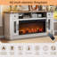 70 po ModernFarmhouseFireplace TVStandfor TVs Jusqu'à 80 po, blanc-1228895740