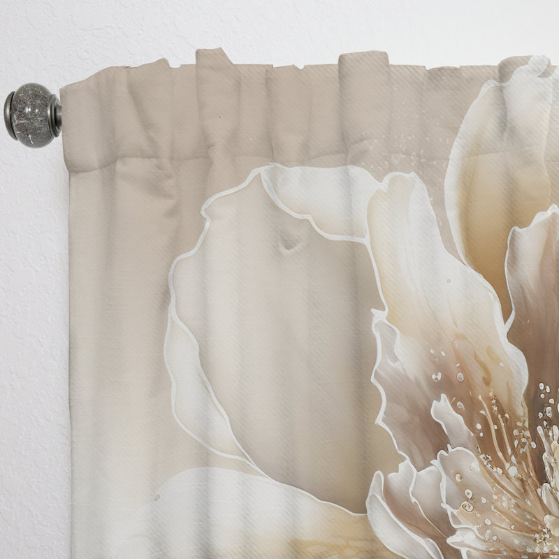 Rideau en velours floral Kaivhon - 1 panneau, L 52 po x L 95 po