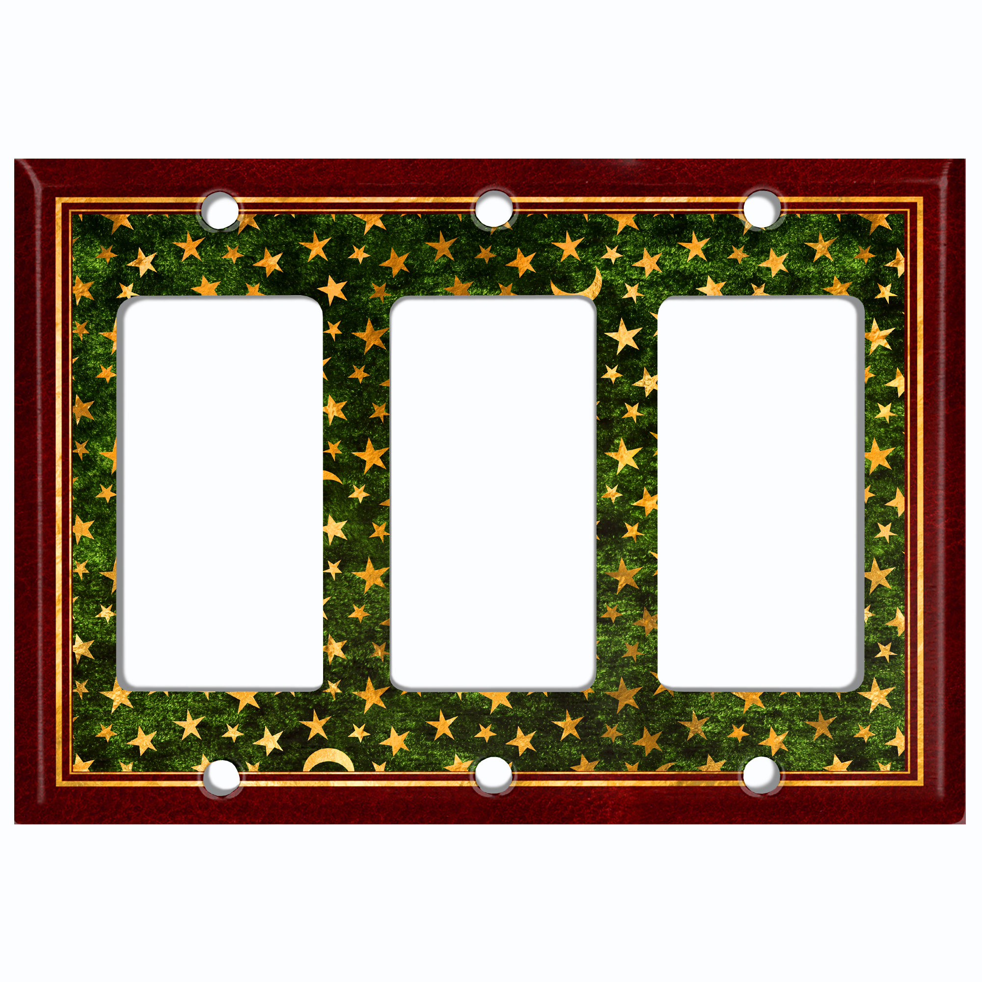 WorldAcc Metal Light Switch Plate Outlet Cover (Green Star Night Red ...
