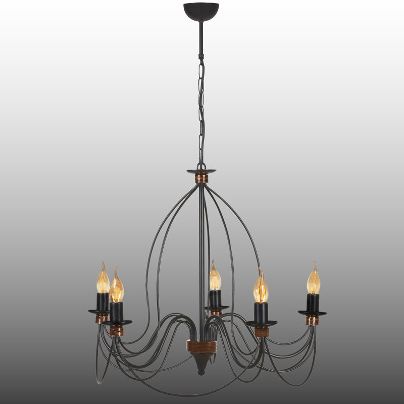 Lustre traditionnel style bougie en métal 6 lumières Adjsiable