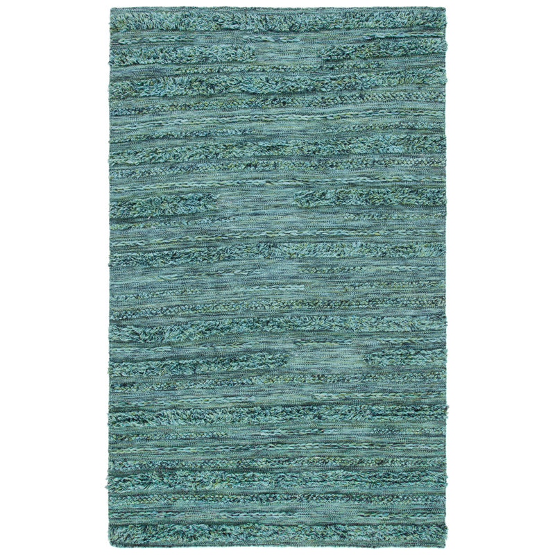 Hartzler Handmade Flatweave DARK GREEN / BLACK Area Rug, Rectangle 4' x 6'