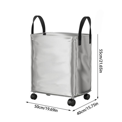 Sac de rangement à roulettes pliable grande capacité avec poignées de transport, panier à linge imperméable pour vêtements et couvertures.