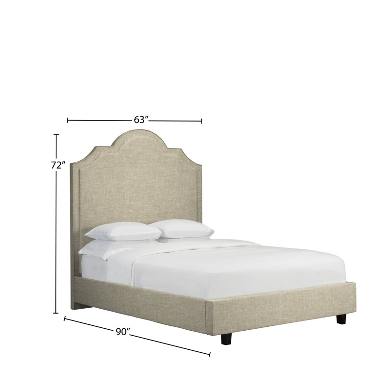 Lit plateforme tapissier avec rangement Weern, Beige, Grand