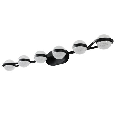 Meuble-lavabo noir à 6 lumières de 43 pouces, abat-jour en acrylique sable sable, convenant au salon et à la chambre à coucher, facile à installer