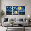 "White Ghost Witch Hat Under Full Moon" Halloween, ensemble de 3 toiles murales-2064066606