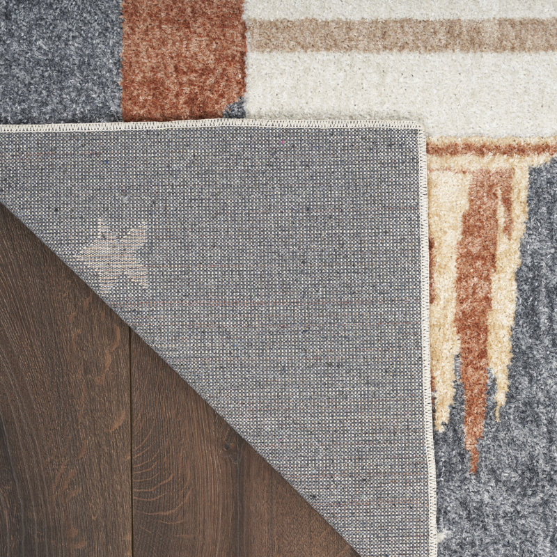Astra Machine Washable  Graphic Sky Blue Rug, Rectangle 5'3" x 7'