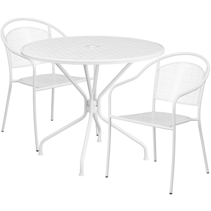 Round 2 - Person 35.25" Long Bistro Set, White