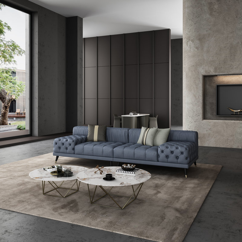 Sofa, Smokey Gray Genuine Leather