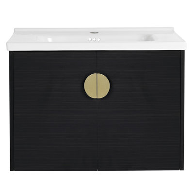 Meuble-lavabo compact 28 po avec portes à fermeture douce et lavabo Dobri