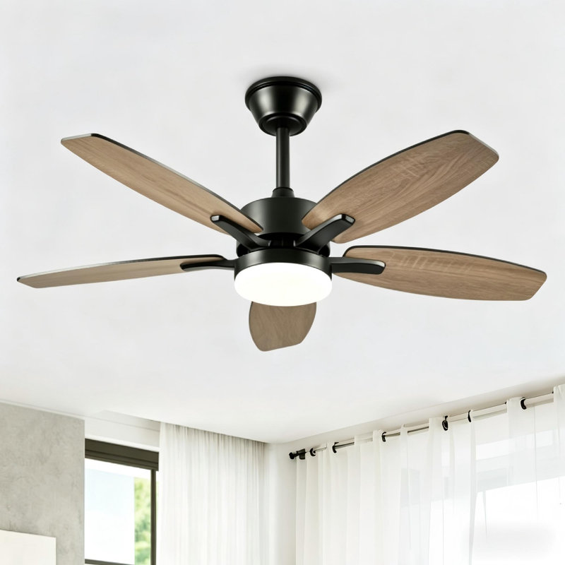 Ventilateur de plafond brun clair 5 pales 48 pouces avec lumière