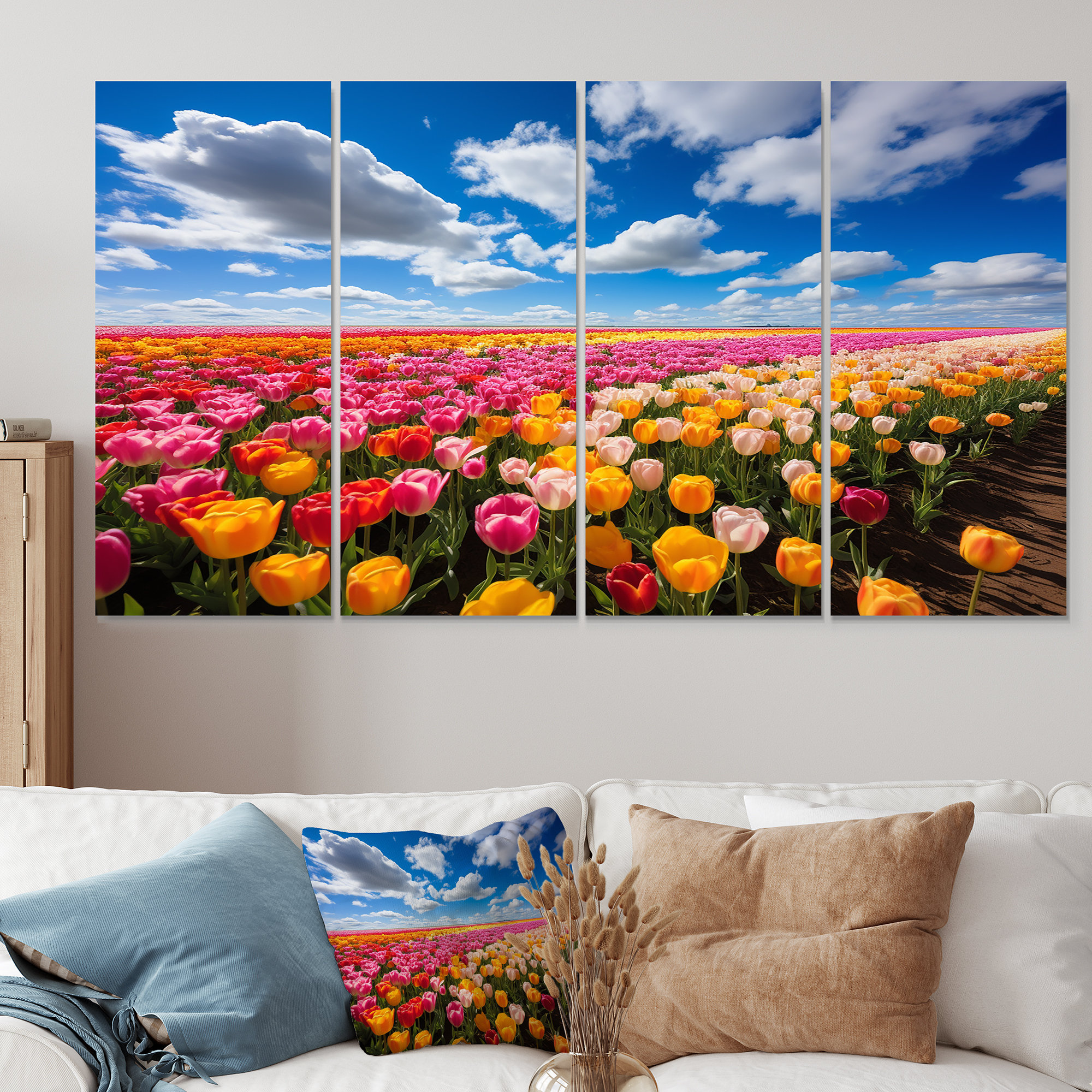 Latitude Run® Colorful Tulip Fields I - Tulip 4 Piece Wall Art Canvas ...