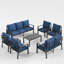 Ensemble de conversation en aluminium pour 9 personnes avec table basse Grand-413654617-413654619