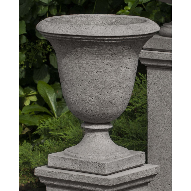 Linwood Cast Stone Urn Planter with Pedestal, English Moss