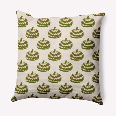 E By Design Patterned Pumpkins Decorative Throw Pillow Square In Olive