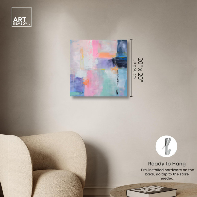 «Pastel Retro Canvas Modern Color Abstract» par Art Remedy, Toile tendue, H 20 po x l 20 po x P 1,5 po